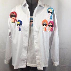 C C Sportswear 2 Piece Shell & Blouse White Novelty Women Size Medium